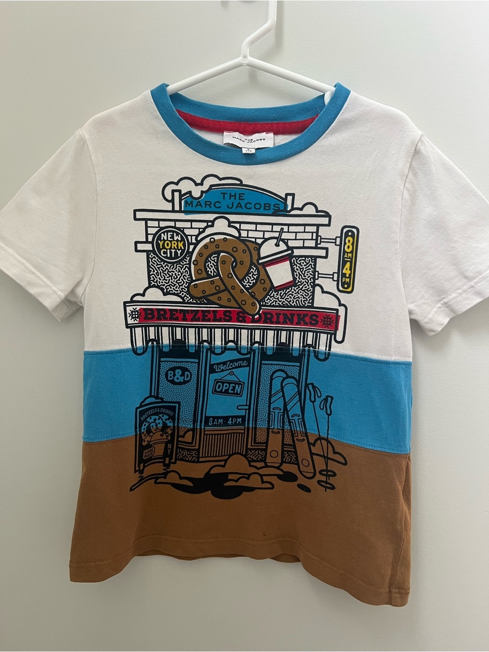 Marc Jacobs Kids White, Blue & Brown Pretzel Graphic Tee